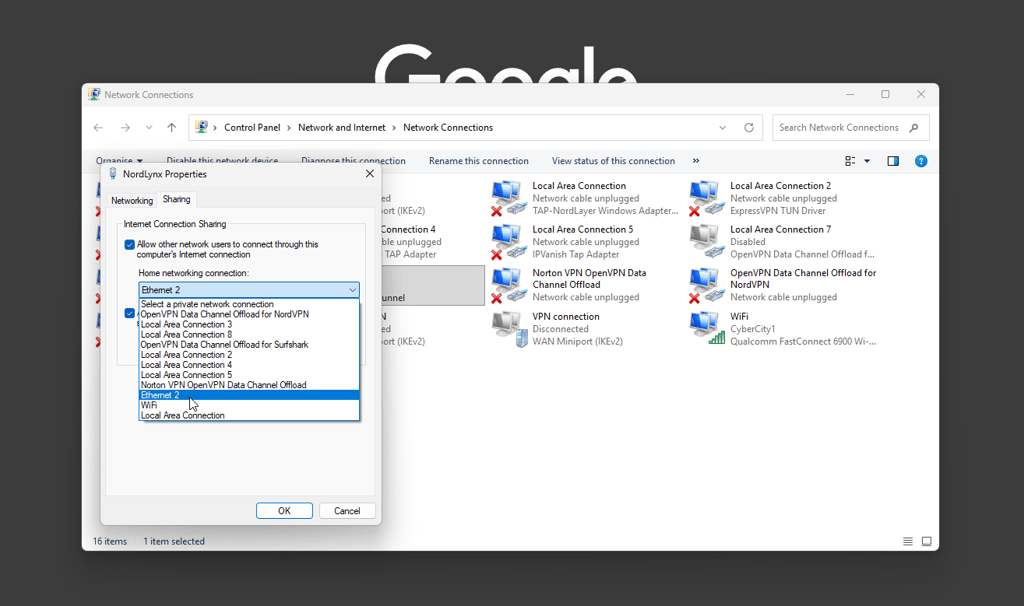 share vpn ethernet 8