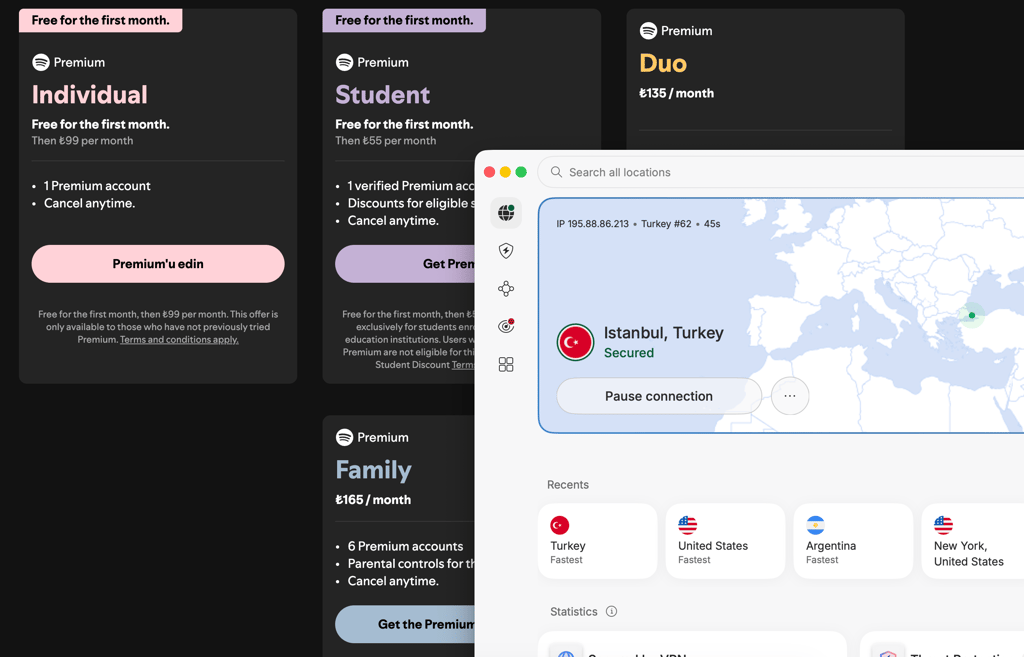 spotify pricing turkey