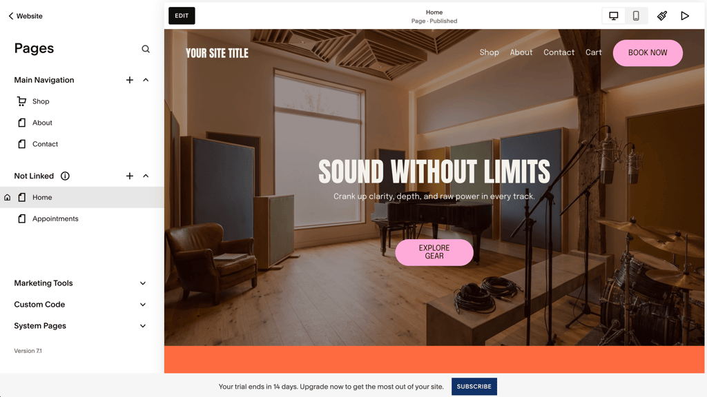 squarespace music web builder
