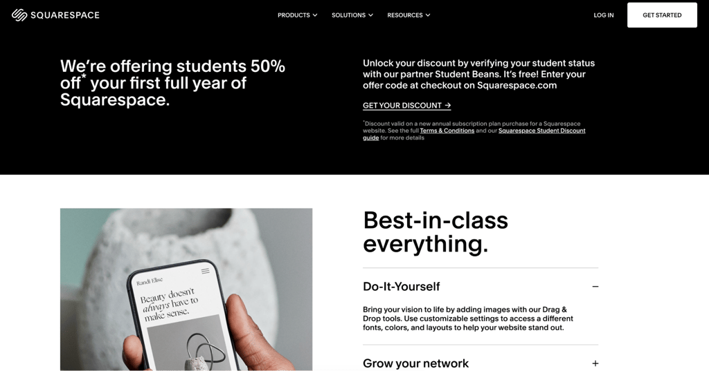 squarespace student discount