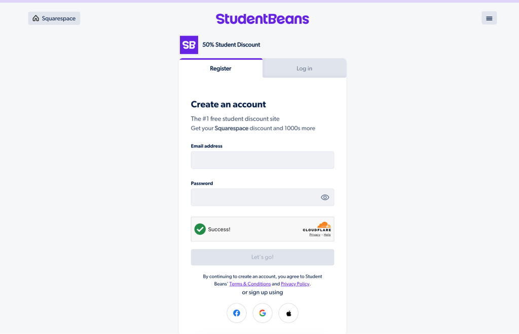 squarespace studentbeans