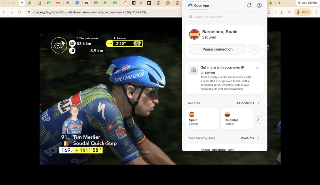 tour de francia desbloqueado con nordvpn