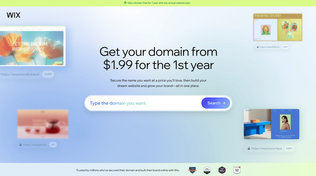 Typing in domain name on Wix