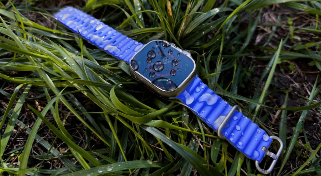 Wet Apple Watch on the grass
