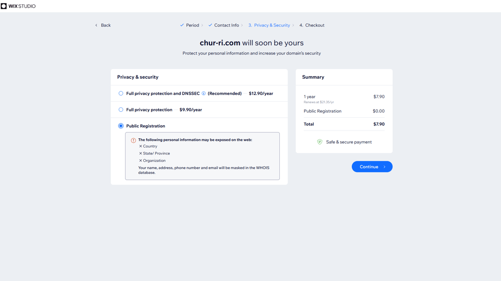 Wix domain extras options