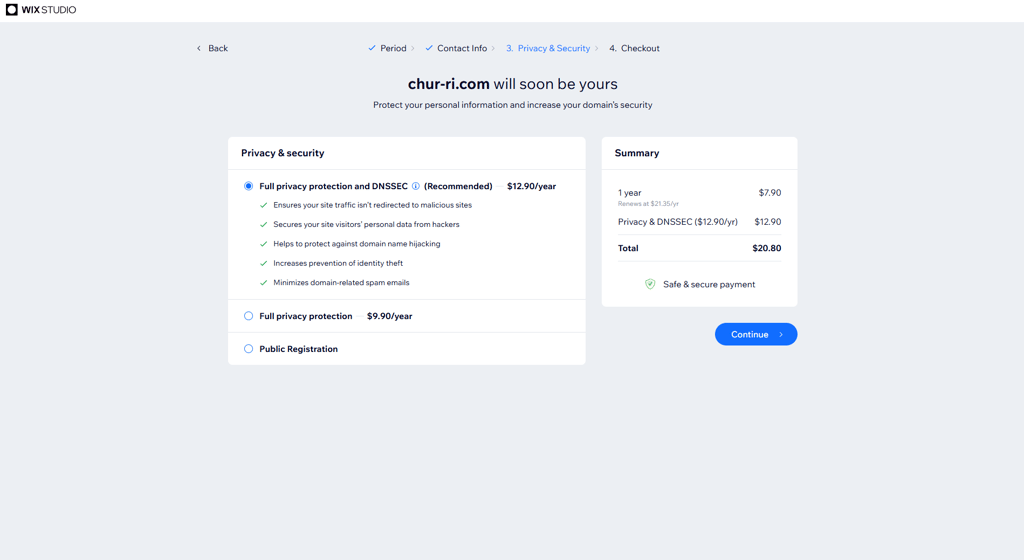 Wix domain purchase
