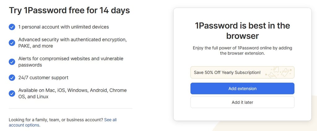 1Password back to school students deal 2026 50 percent discount sale pricing