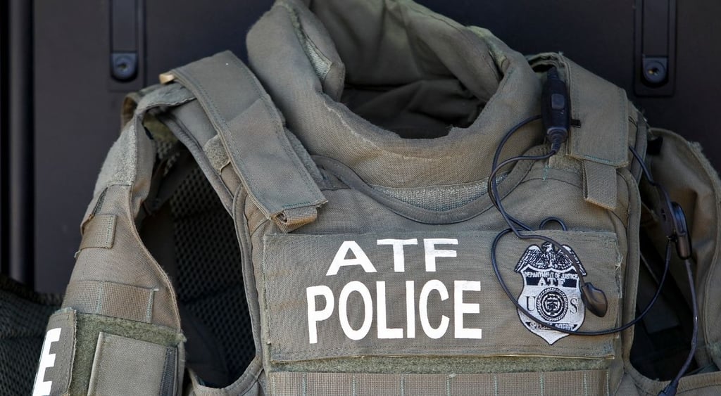 close up of ATF police bullet proof vest