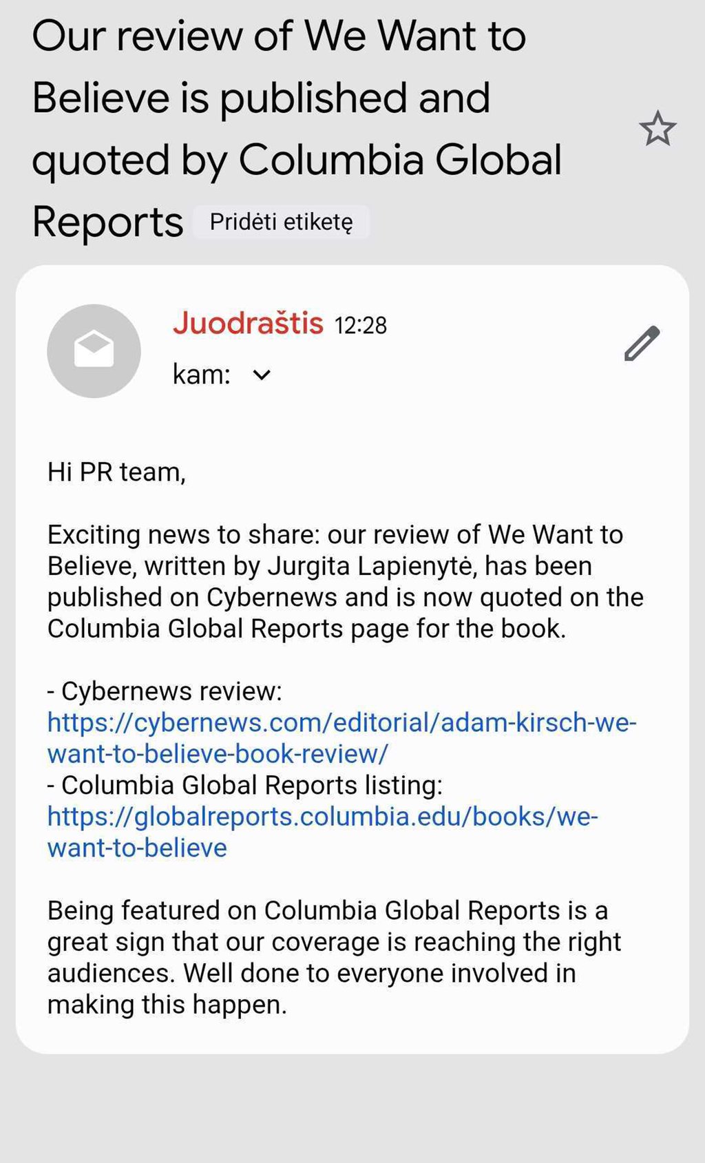 COMU PR email