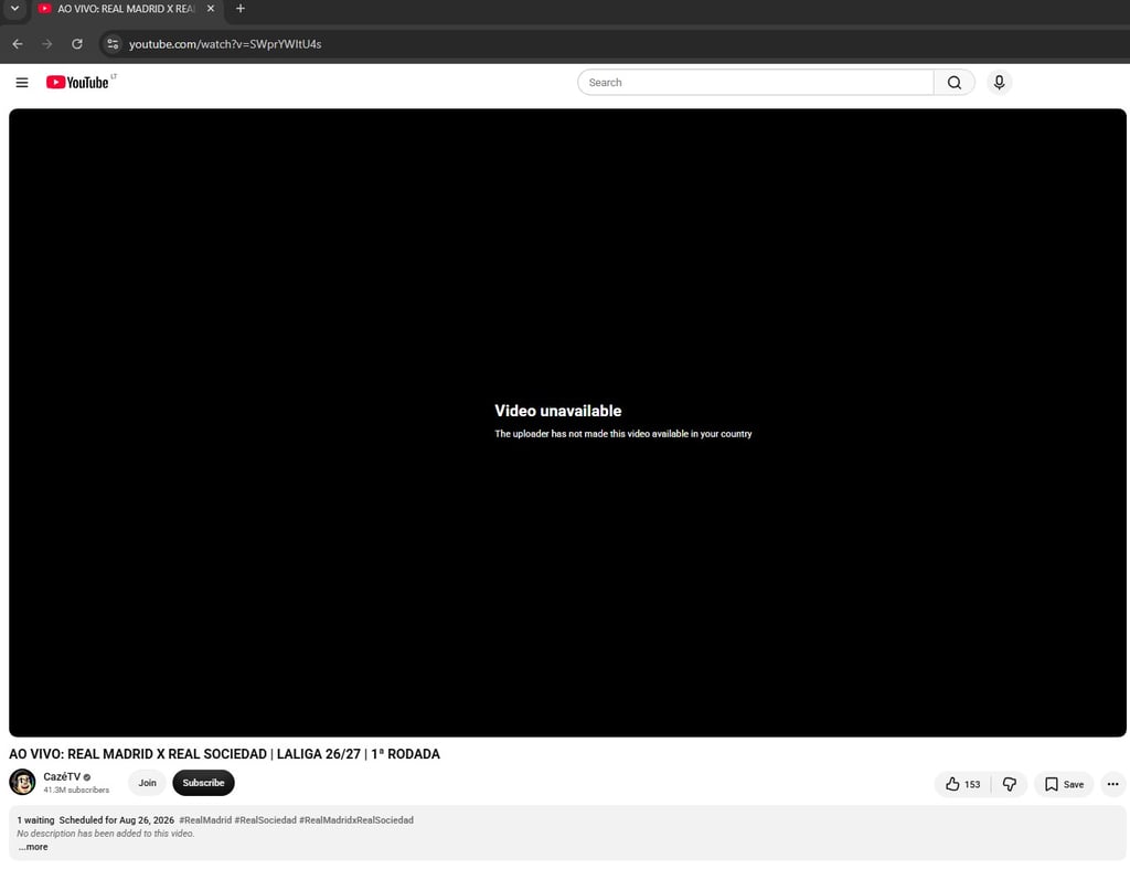 CazeTV LaLiga Real Madrid vs Real Sociedad error