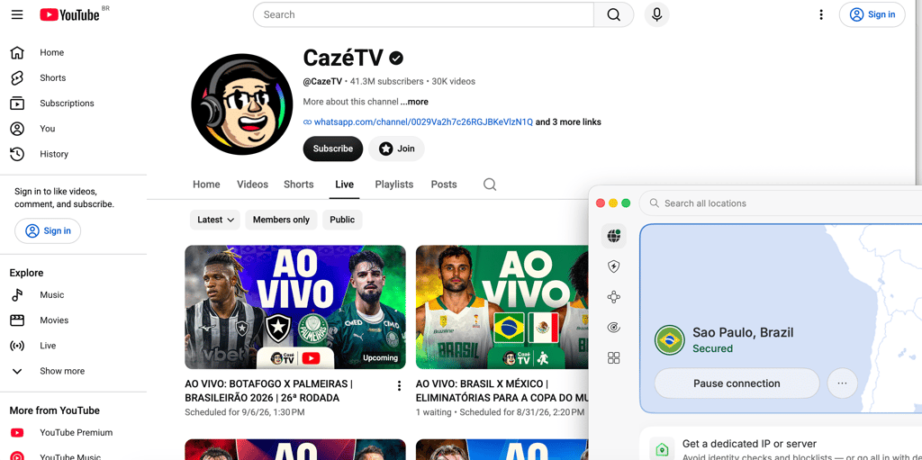 CazéTV Server wechseln