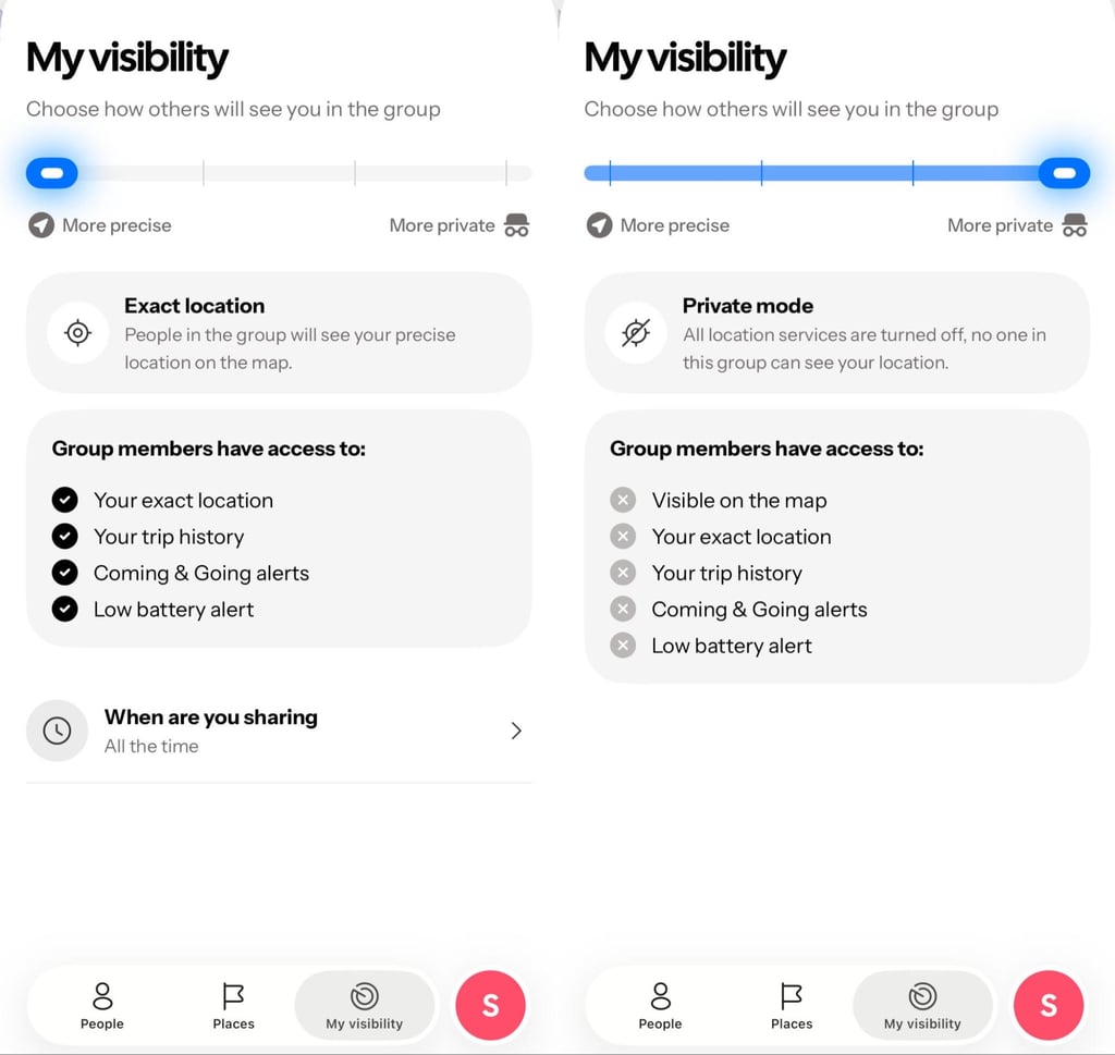 HeyPolos Exact location mode vs Private mode
