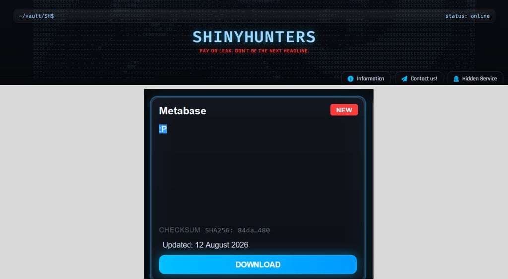 Metabase claimed by ShinyHunters