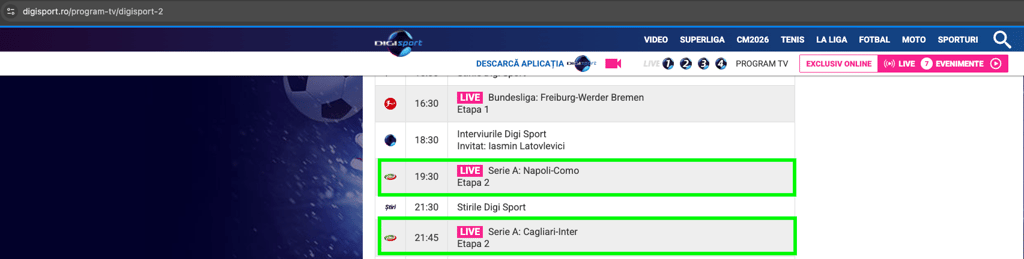 Serie A su Digi Sport 2