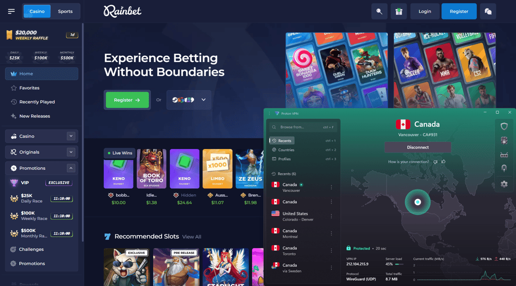 ProtonVPN Rainbet Canada