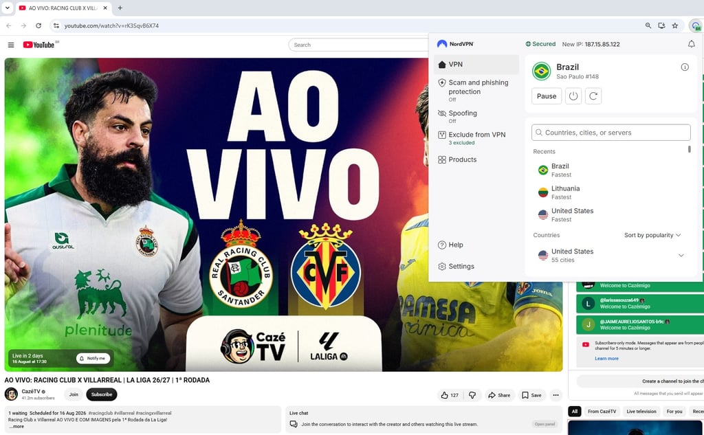 Racing Santander vs Villarreal CazeTV