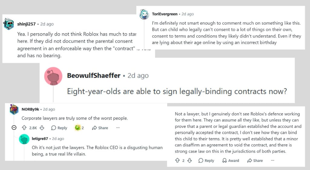 Roblox suicide lawsuit comments