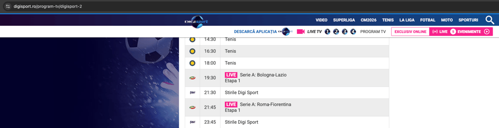 Roma vs Fiorentina su Digi Sport 2