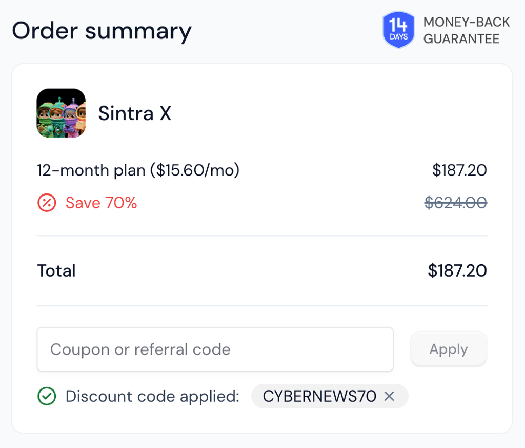 Sintra AI checkout summary