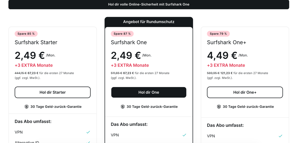 Surfshark 2-Jahres-Tarife