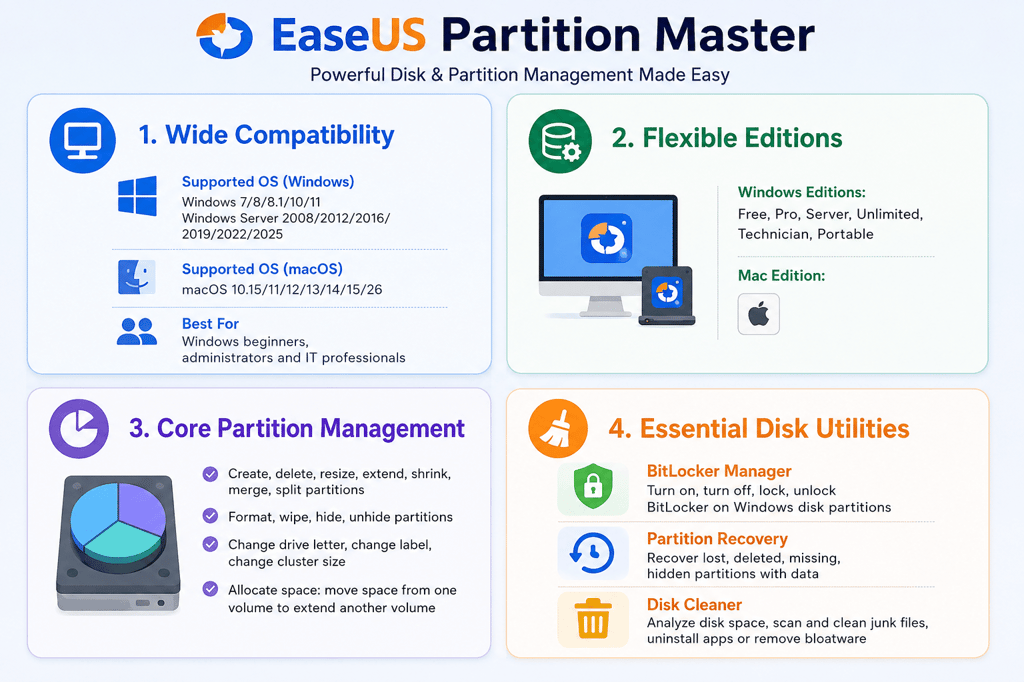 basic features of EaseUS Partition Master