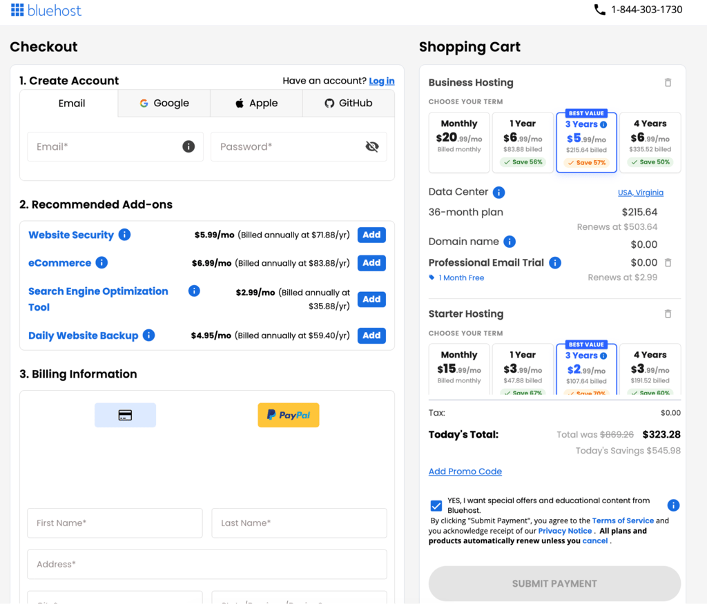 bluehost checkout 2026