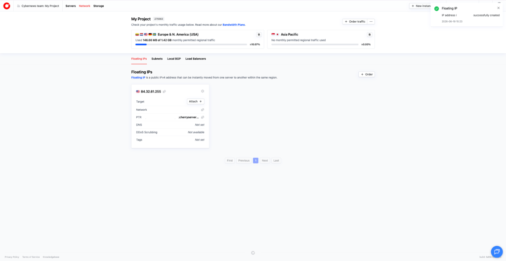 cherryservers ip dashboard
