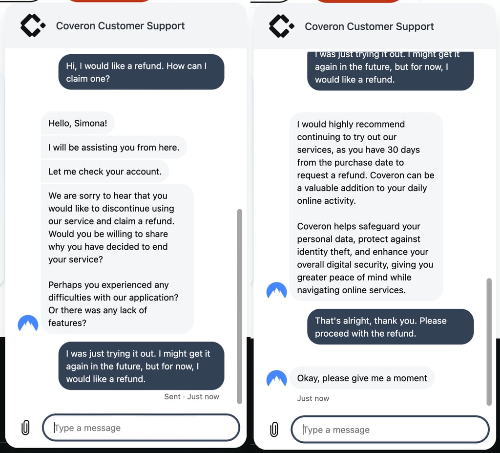 coveron customer support request