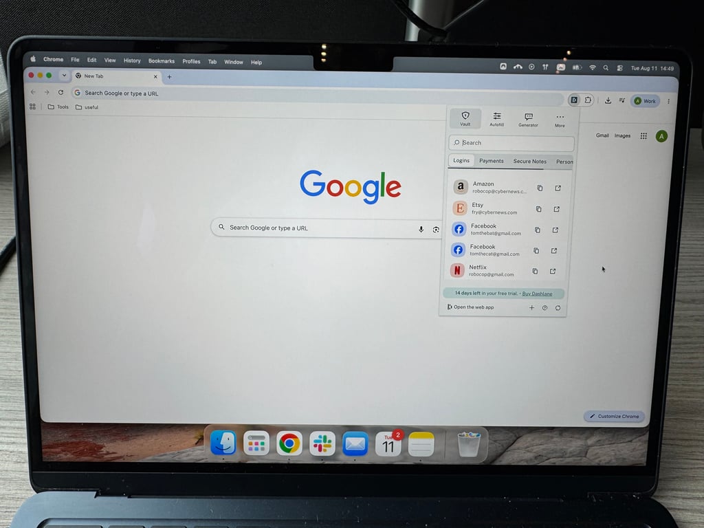 dashlane extension chrome logins