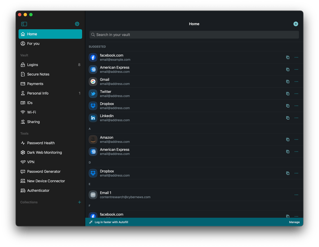 dashlane interface desktop