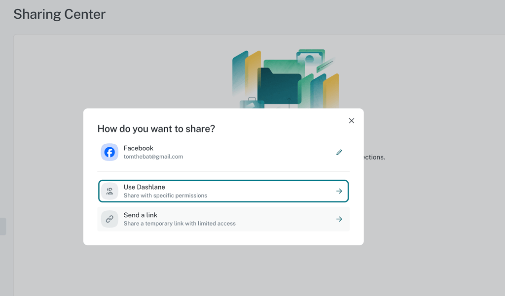 dashlane password sharing options