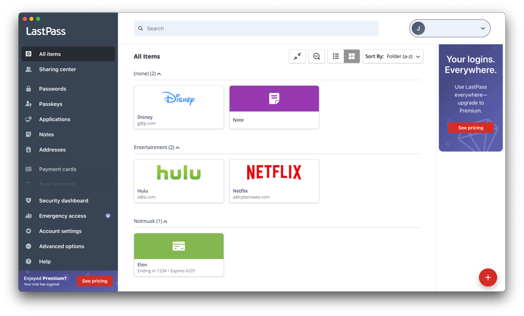 desktop interface lastpass