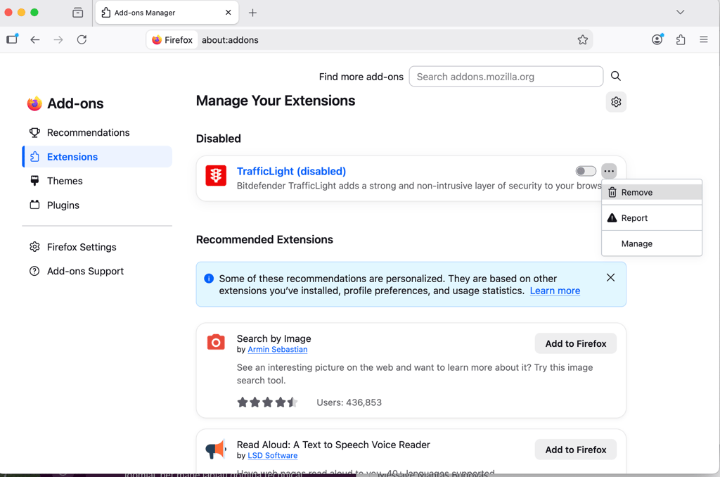 firefox extension removal 2