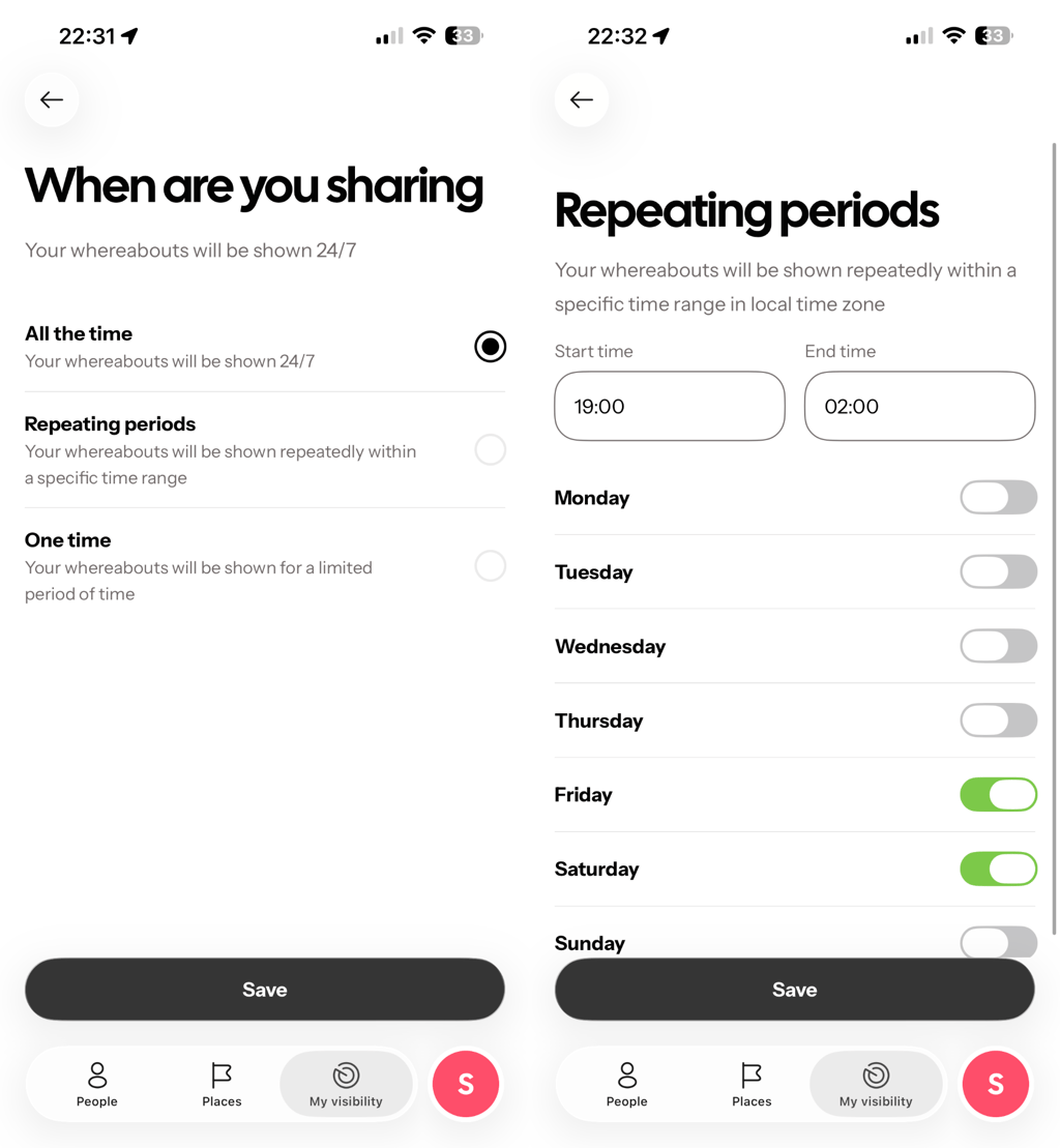 HeyPolo sharing schedule settings