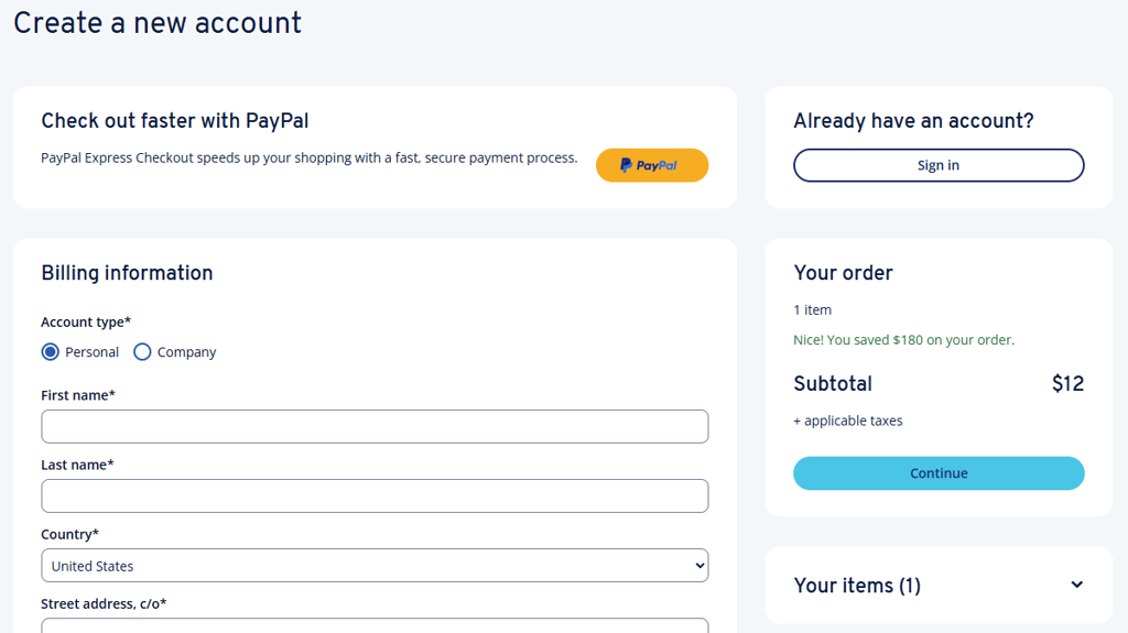 ionos create account