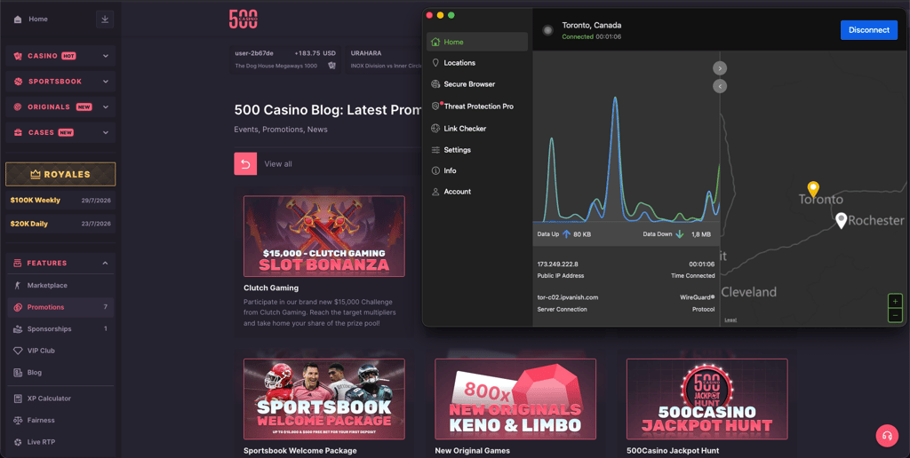ipvanish 500 casino