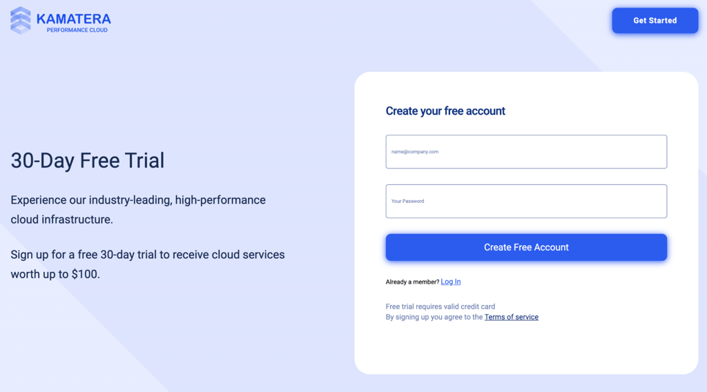kamatera creating account