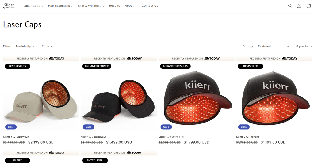 kiieerr laser caps selection
