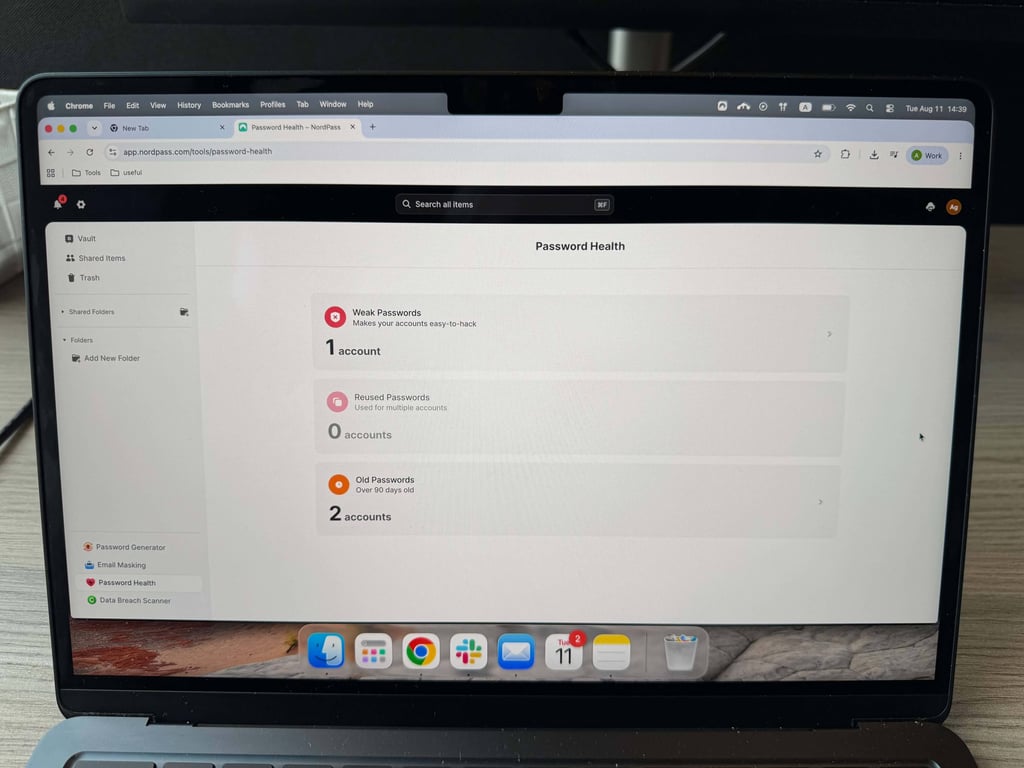 nordpass password health chrome
