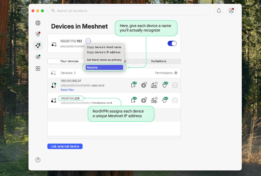nordvpn meshnet linked devices