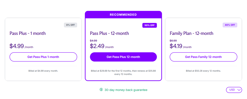 Proton Pass pricing