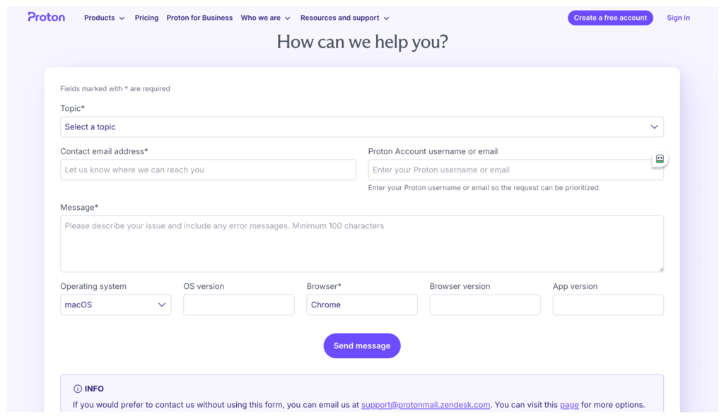 proton pass support form