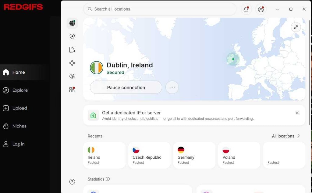 NordVPN accessing RedGIFs via Ireland VPN