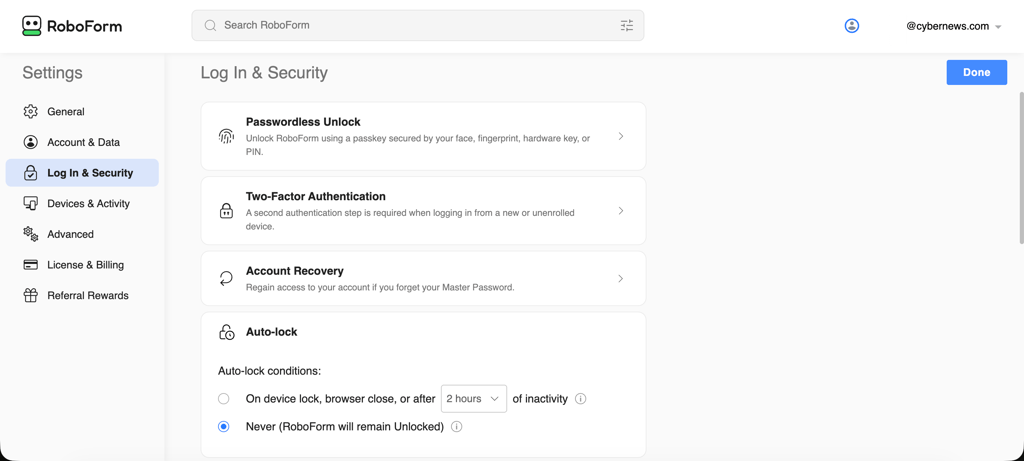 roboform log in security