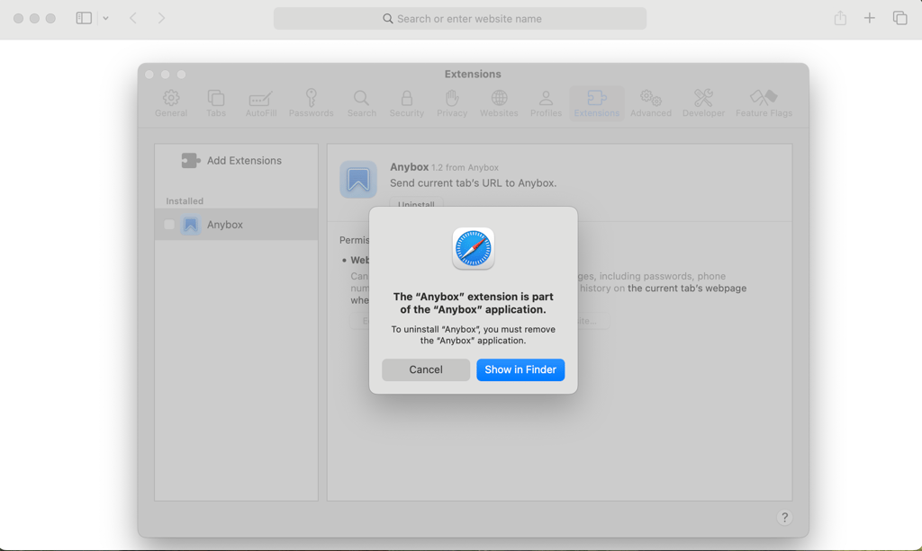 safari extension removal
