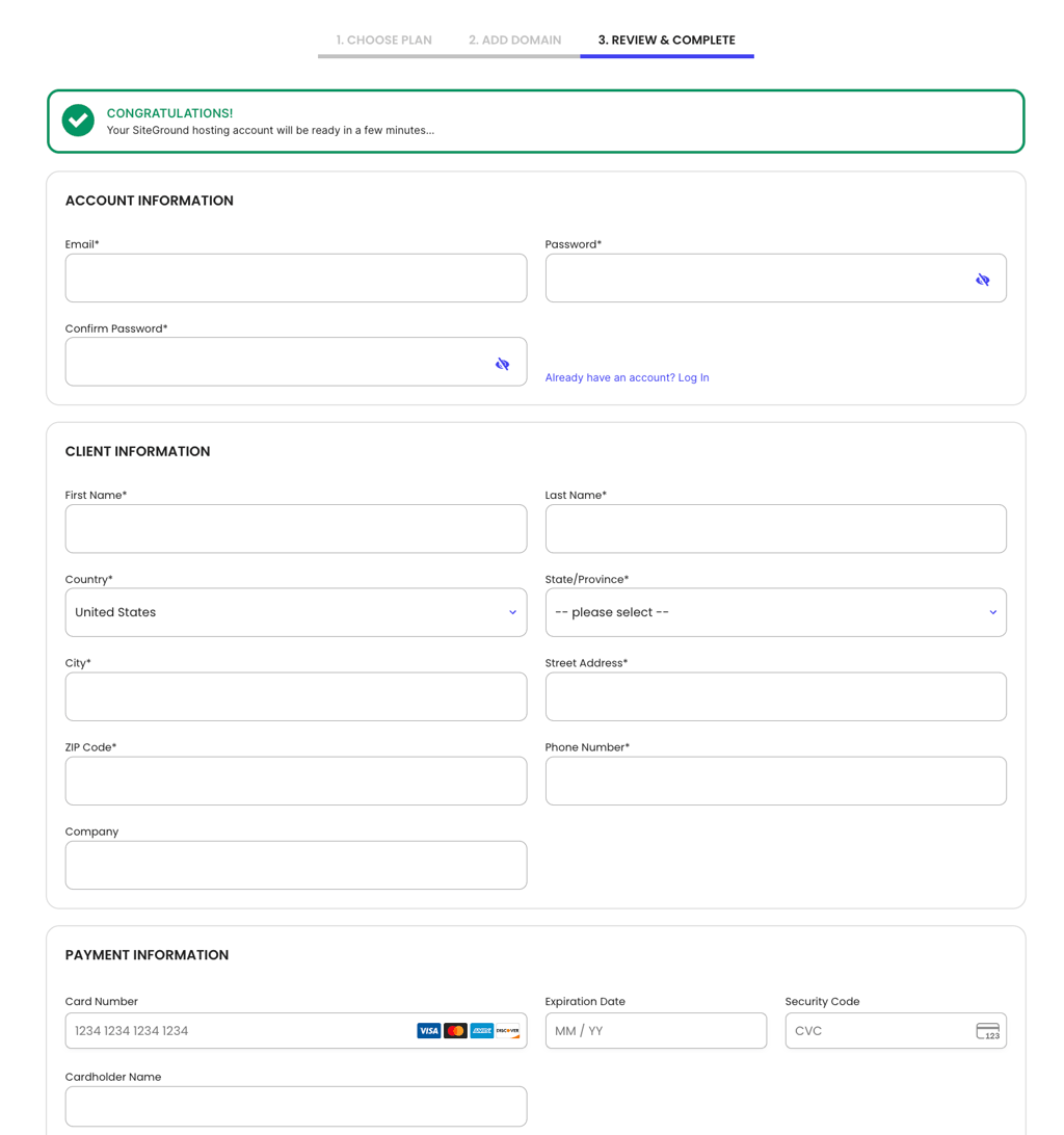 siteground create account
