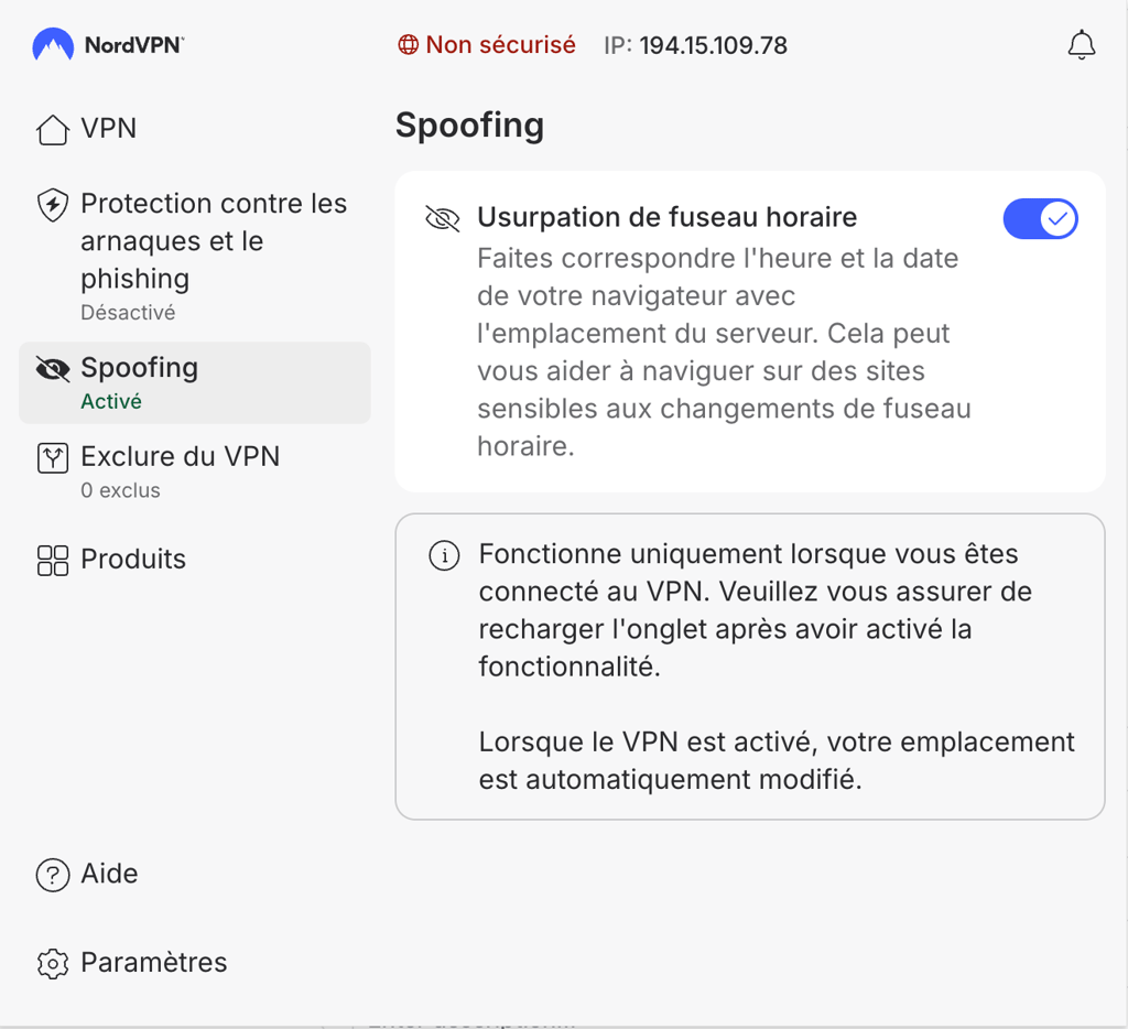 Spoofing NordVPN
