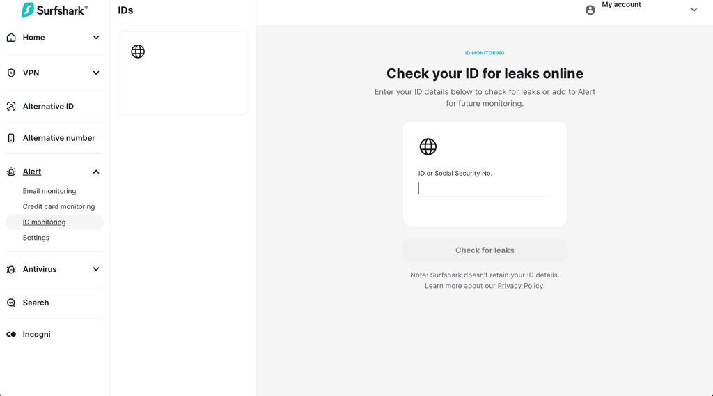 surfshark id monitor