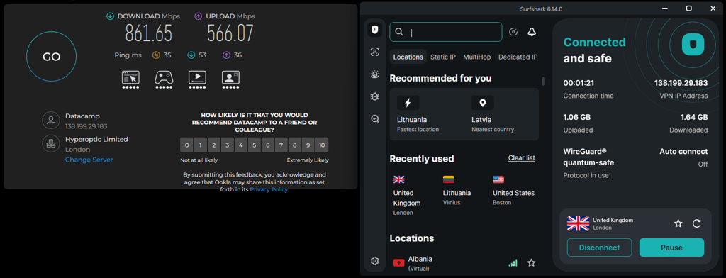 surfshark speed test uk server august 2026