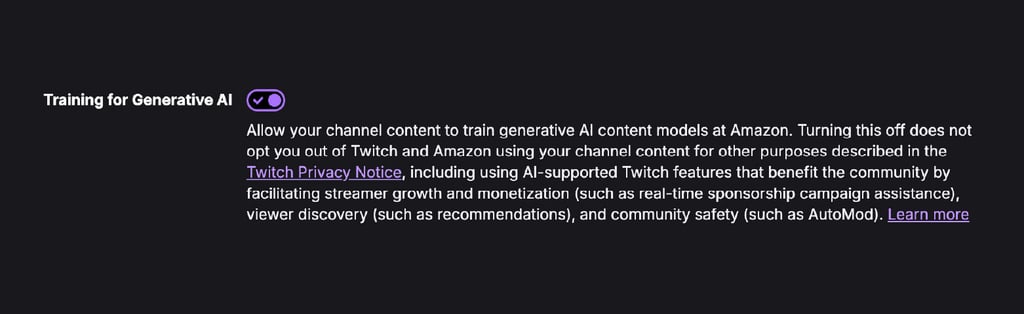 Twitch AI settings